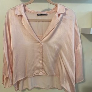 Pink silk Zara top